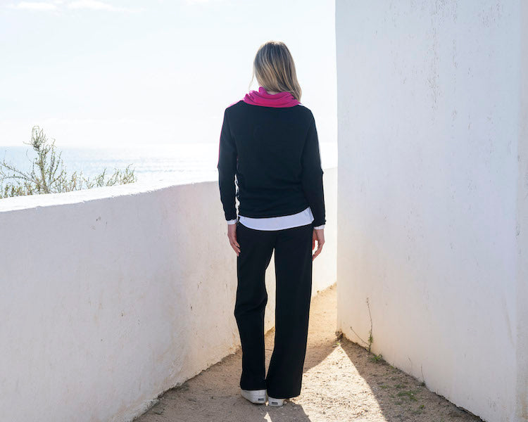 Cowl Neck Color Block Long Sleeve