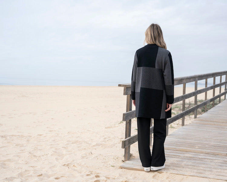 Color Block Button Front Coat