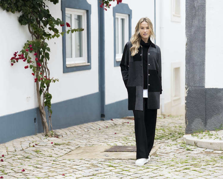 Color Block Button Front Coat