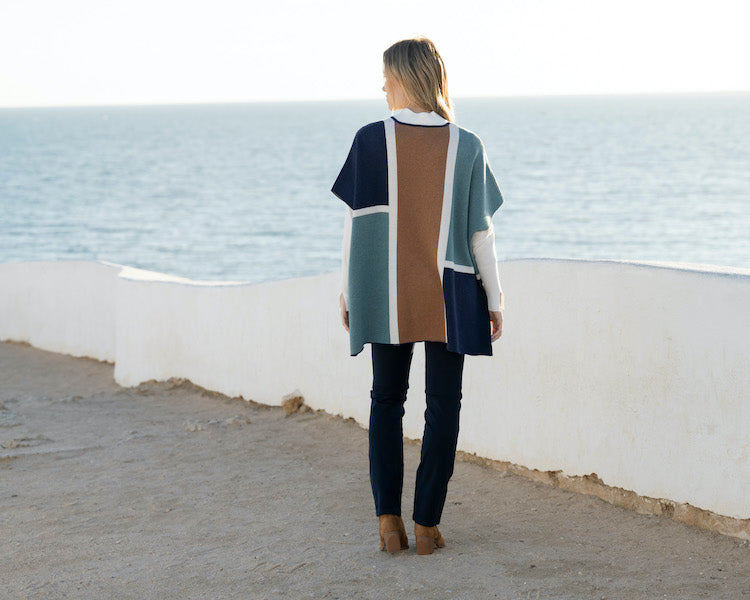 Color block Poncho Like Top