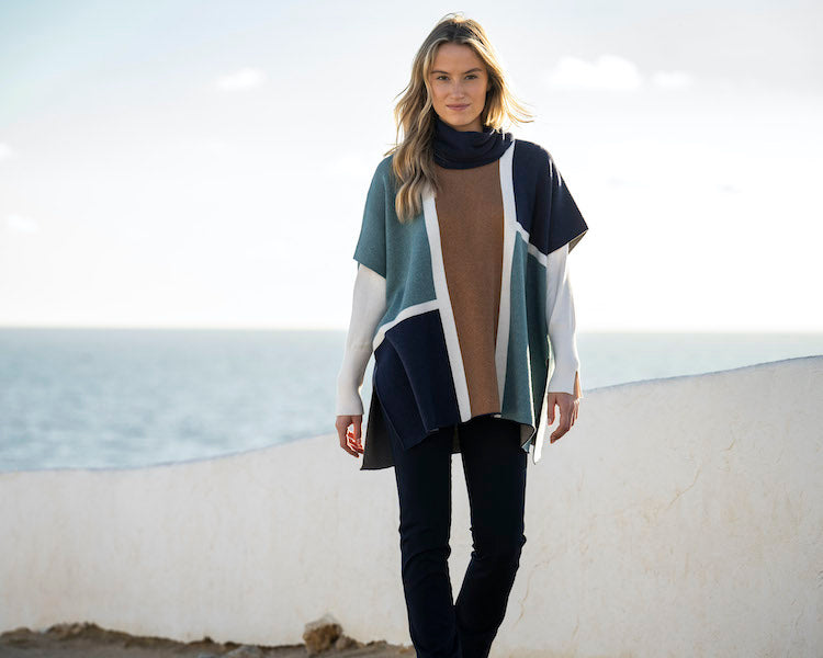 Color block Poncho Like Top