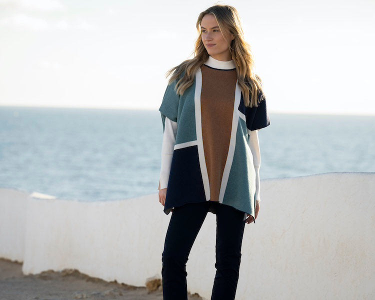 Color block Poncho Like Top