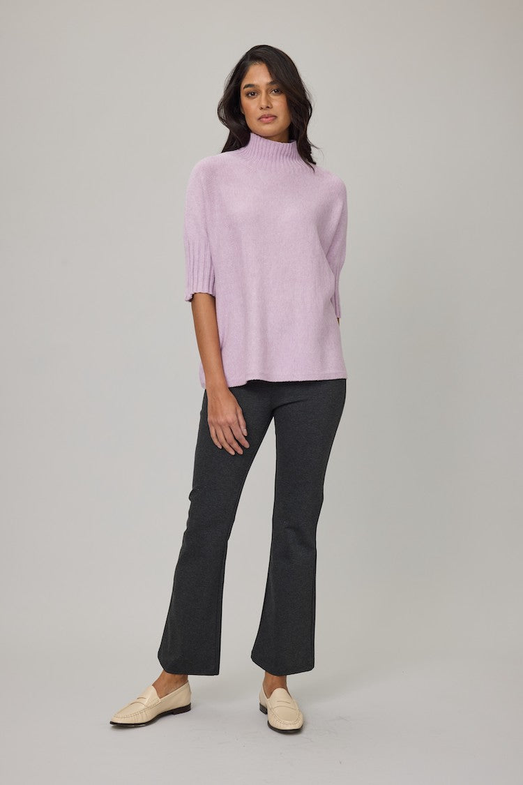 Rib Funnel Neck Knit Sweater