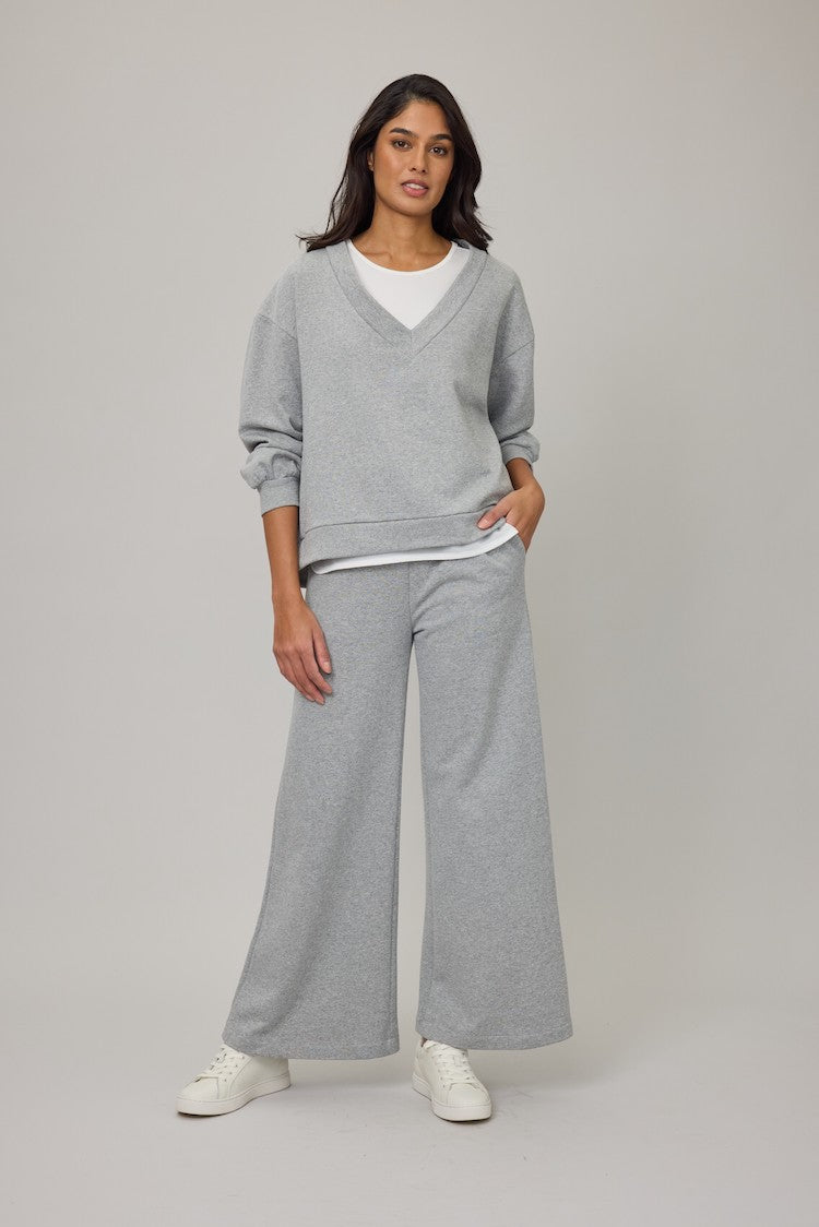 Oversized V-Neck Terry Cotton Lounge Sweater