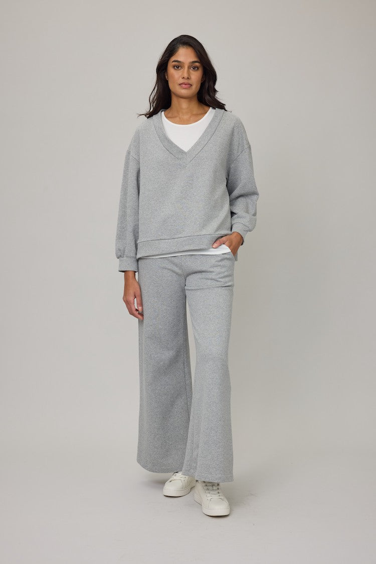 Oversized V-Neck Terry Cotton Lounge Sweater