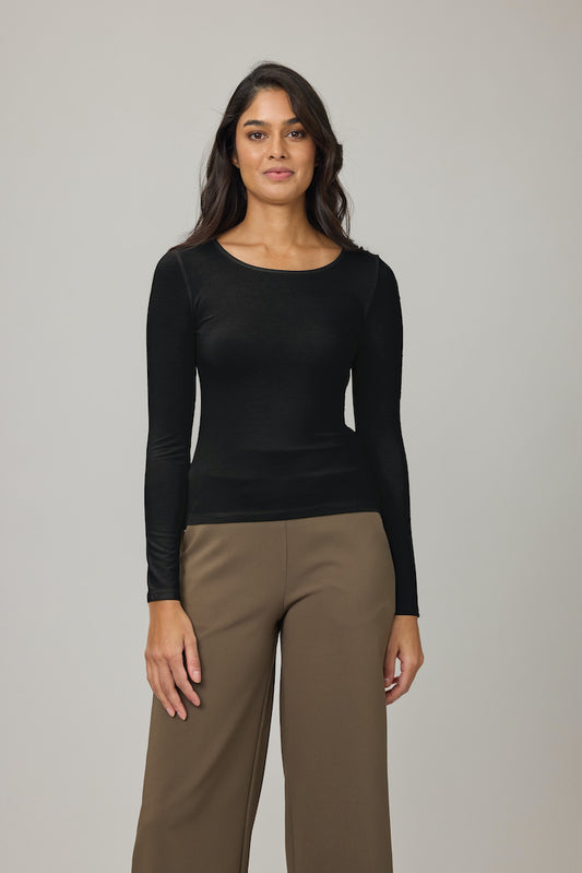 Second Skin Viscose Crew Neck Top