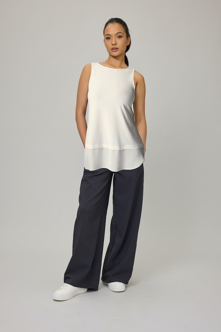 Second Skin Viscose Tank w/ Crepe Bottom