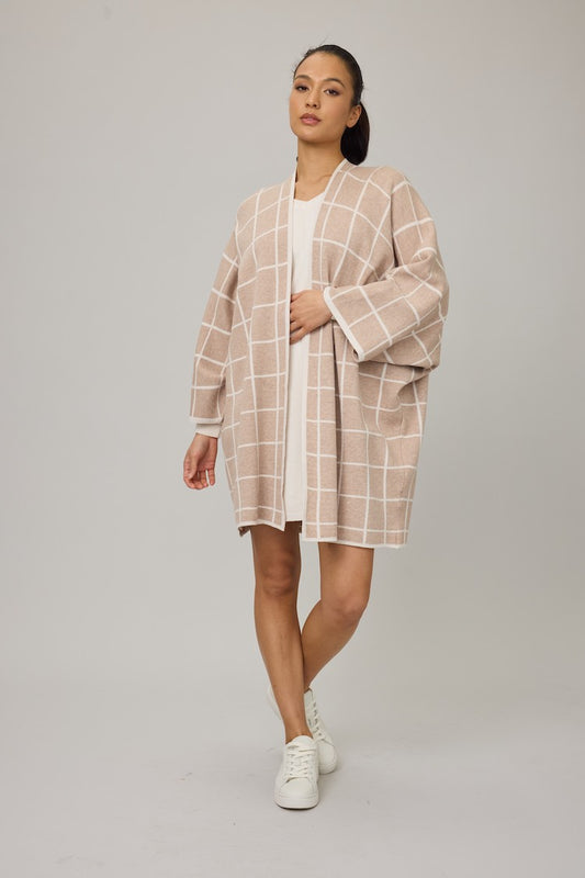 Check Knit Pattern Coat