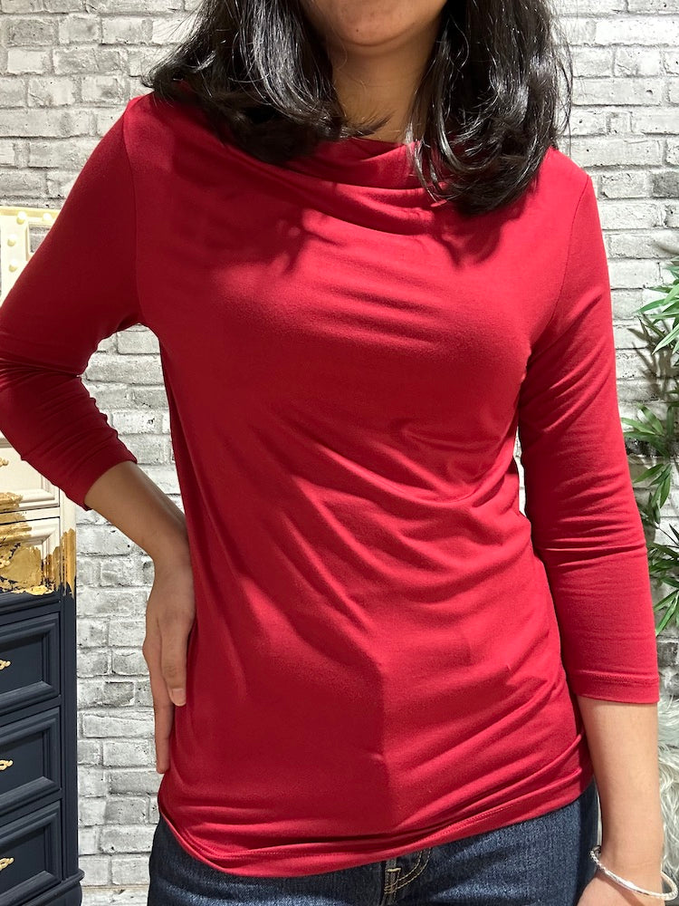 3/4 Sleeve Boatneck Top