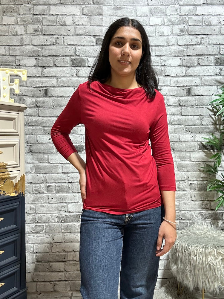 3/4 Sleeve Boatneck Top