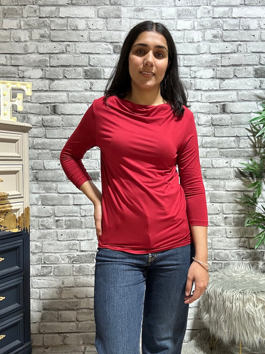 3/4 Sleeve Boatneck Top