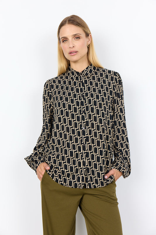 Geometric Button Up Blouse