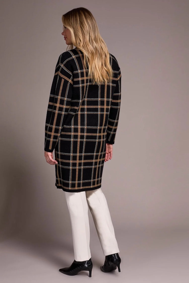 Double Knit Long Plaid Coatigan