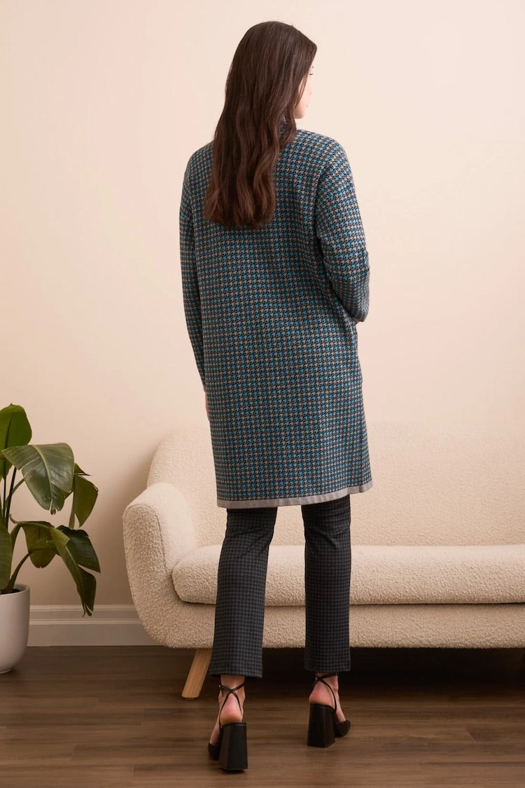 Double Knit Long Plaid Coatigan