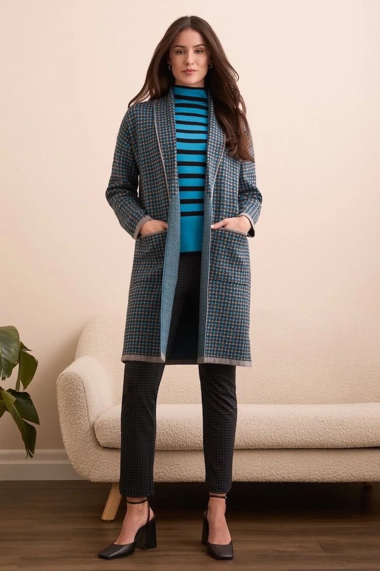 Double Knit Long Plaid Coatigan