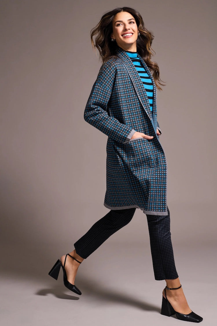 Double Knit Long Plaid Coatigan