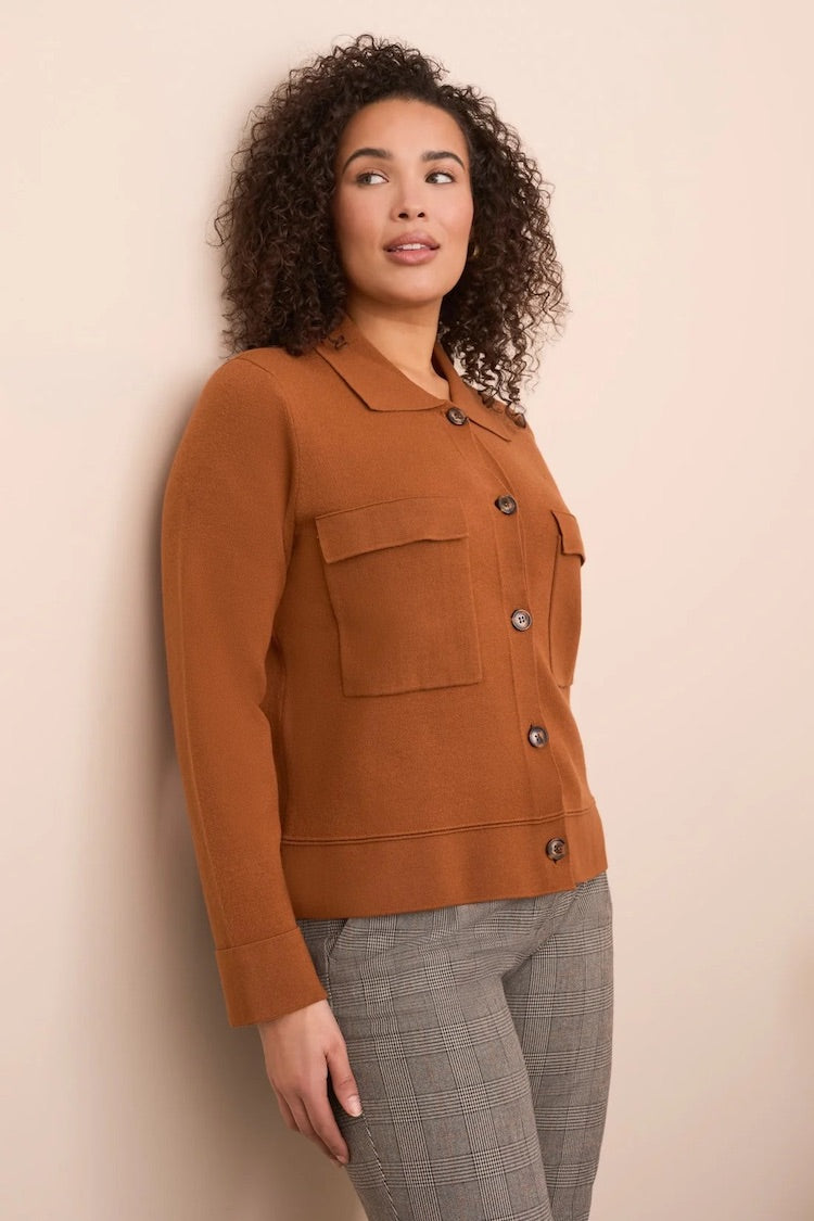 Double Knit Button-Front Cardigan