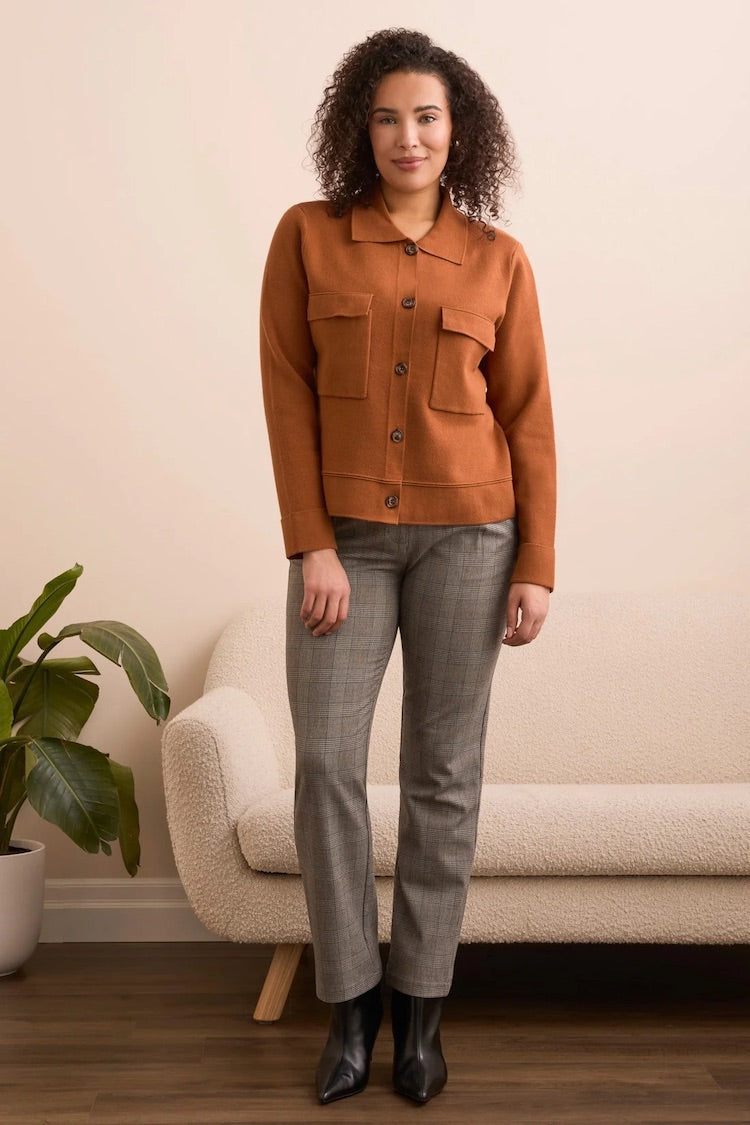 Double Knit Button-Front Cardigan