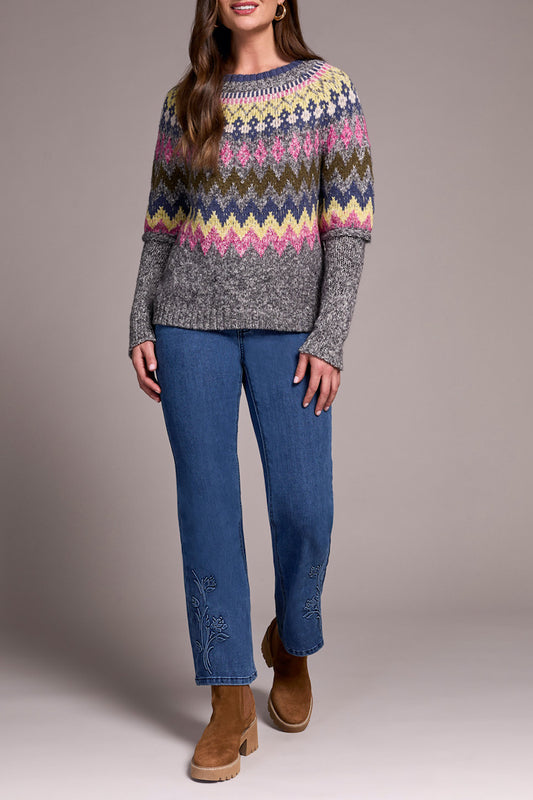 Long Sleeve Ground Intarsia Sweater