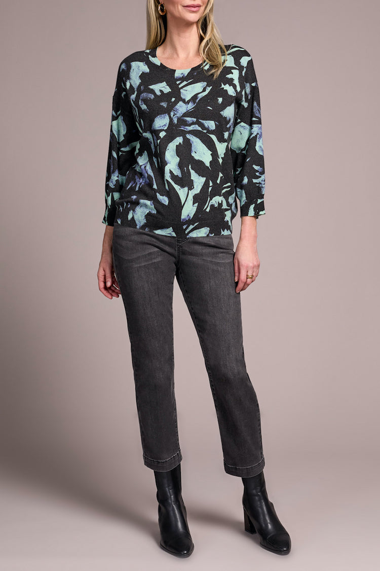 3/4 Sleeve Crew Neck Sweater