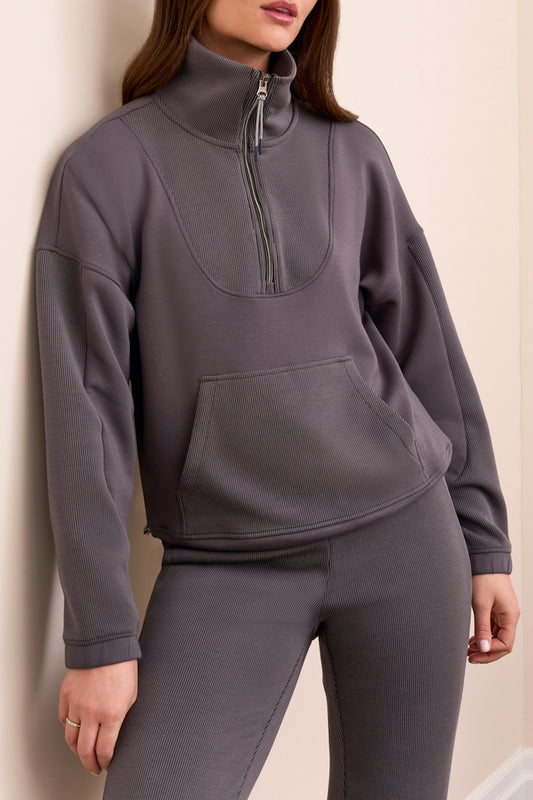 Long Sleeve Mock Neck Half Zip Pullover
