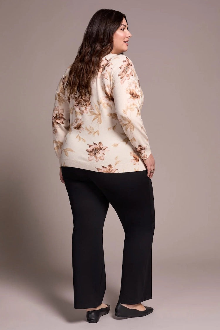 Curvy Sizes Lightweight Printed Long-Sleeve Funnel Neck Sweater