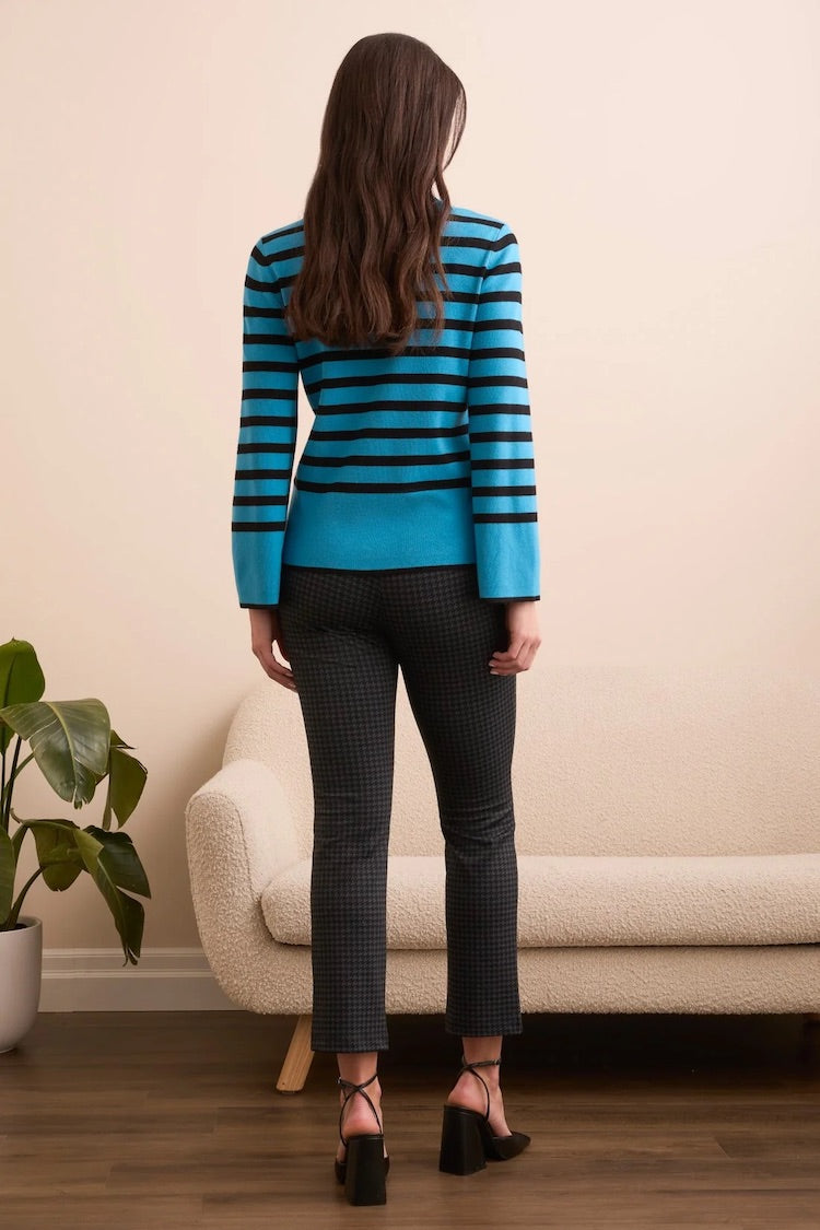Lightweight Mock Neck Striped Sweater