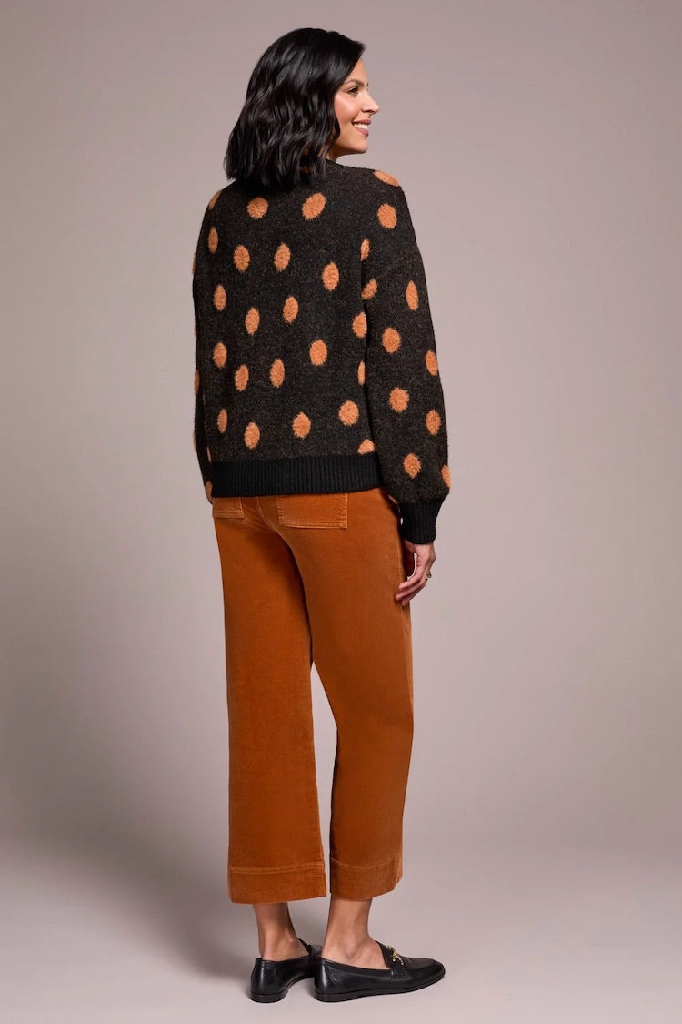 Knit Eyelash Crew Neck Polka-Dot Sweater