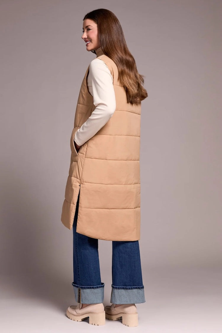 Long Zip-Front Quilted Vest