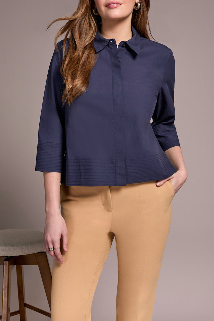 3/4 Sleeve Button Front Shirt
