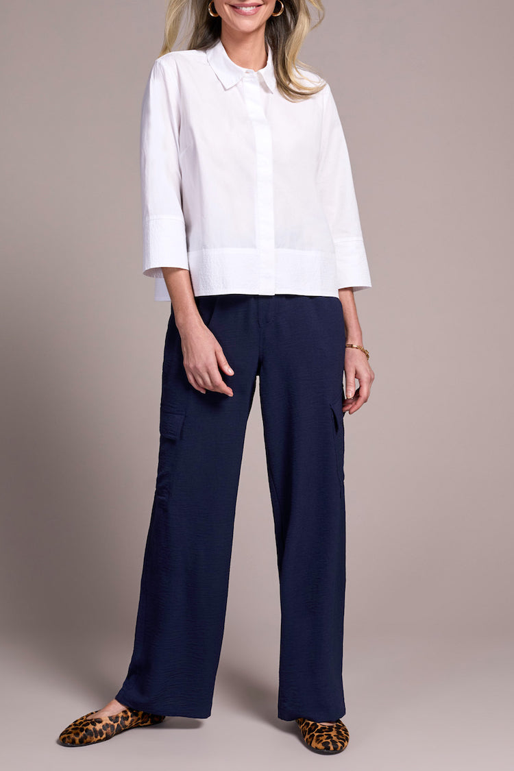 3/4 Sleeve Button Front Shirt