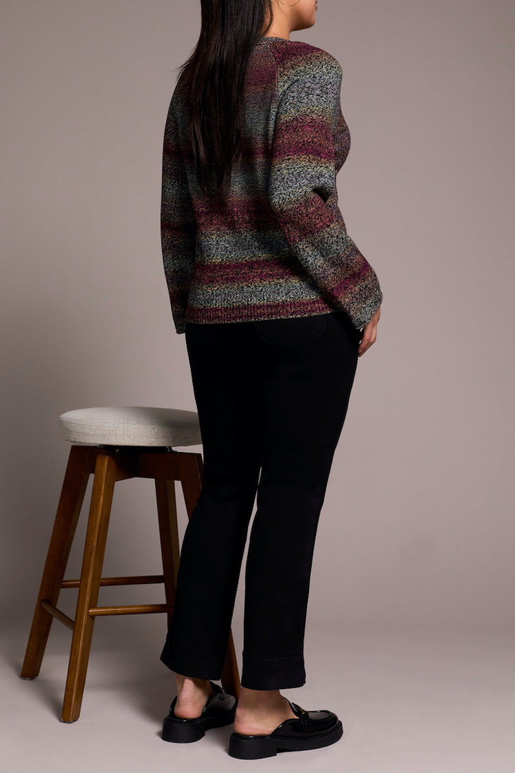 Long Sleeve V-Neck Stripe Sweater
