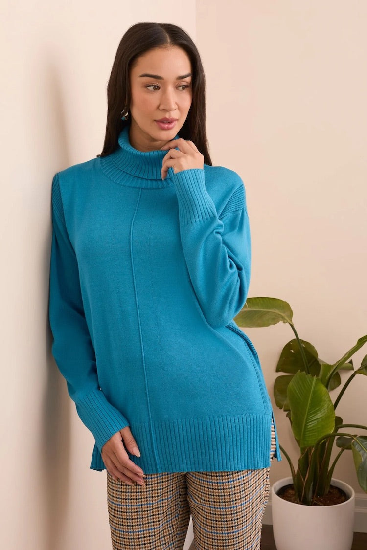 Drop Shoulder Turtle Neck Sweater