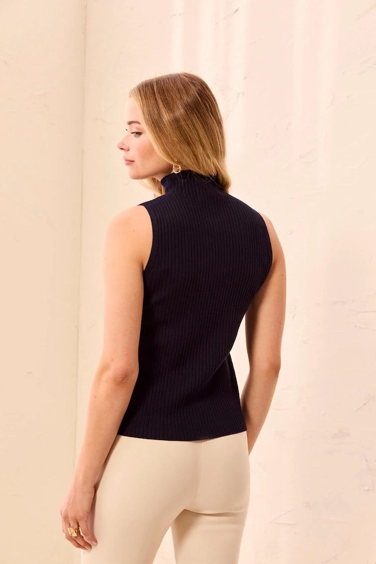 Tribal Ribbed Funnel Neck Tank