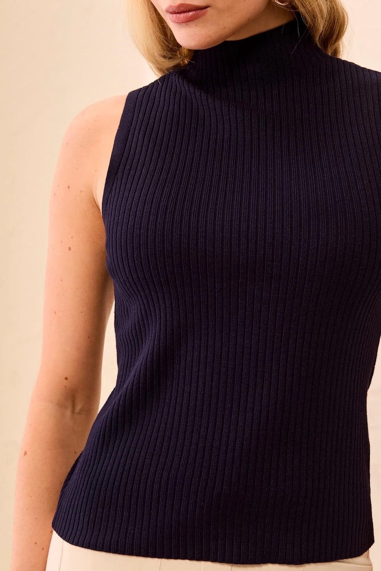 Tribal Ribbed Funnel Neck Tank