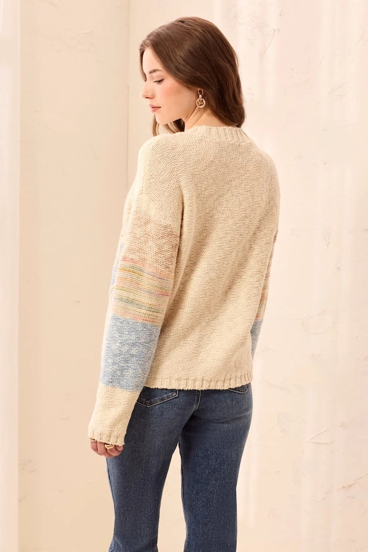 Tribal Knit Embroidered Long Sleeve Sweater