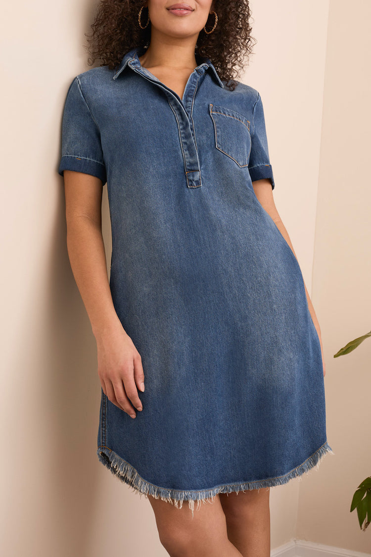 Flowy Lyocell® Pop Over Shirt Dress