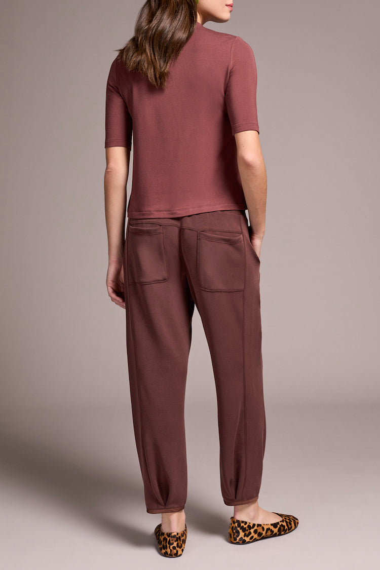 Funnel Neck Elbow Sleeve Top