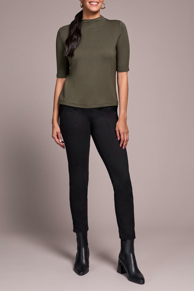 Funnel Neck Elbow Sleeve Top