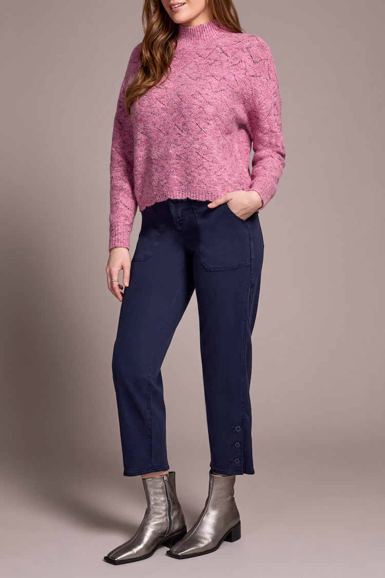 Puff Mock Neck Long Sleeve Sweater