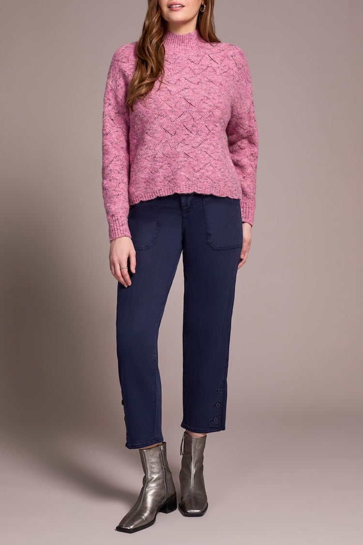 Puff Mock Neck Long Sleeve Sweater