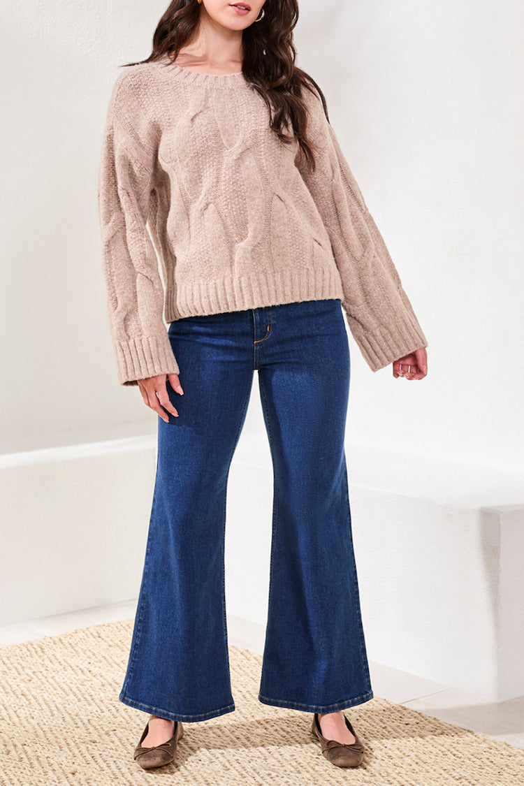 Loose Fit Cable Knit Sweater