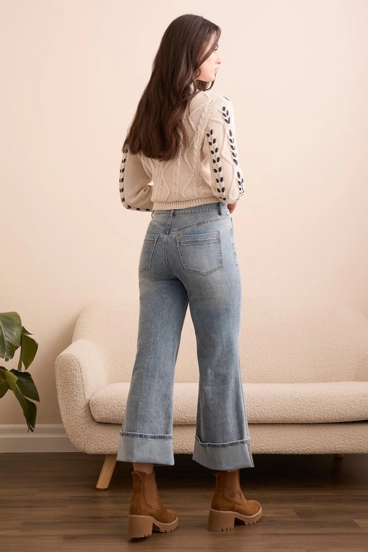 Brooke Cuffed Palazzo Jeans