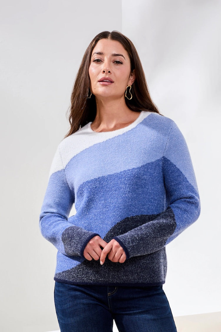 Fuzzy Double Knit Crew Neck Sweater