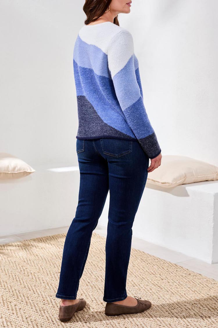 Fuzzy Double Knit Crew Neck Sweater