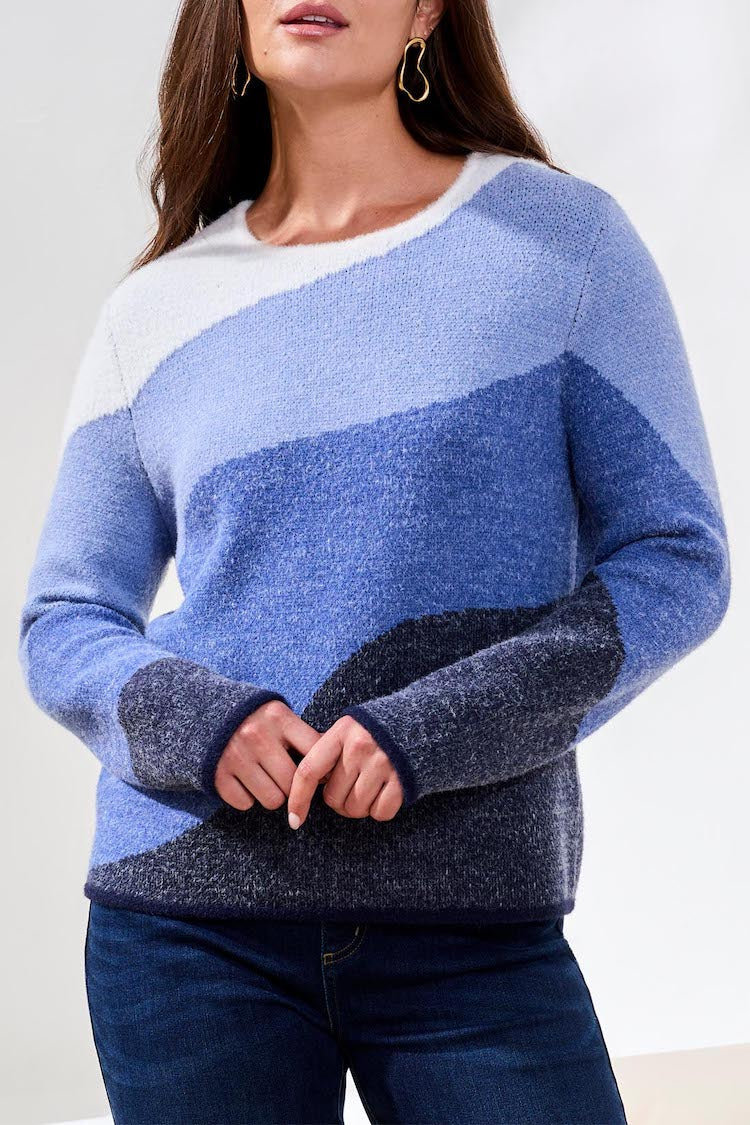 Fuzzy Double Knit Crew Neck Sweater