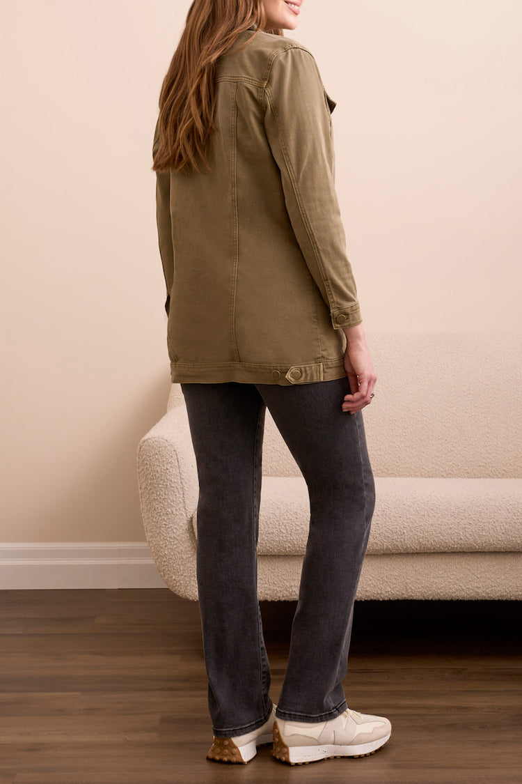 Color Denim Maxi Jacket