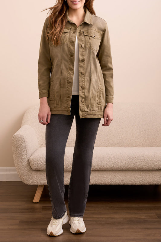 Color Denim Maxi Jacket