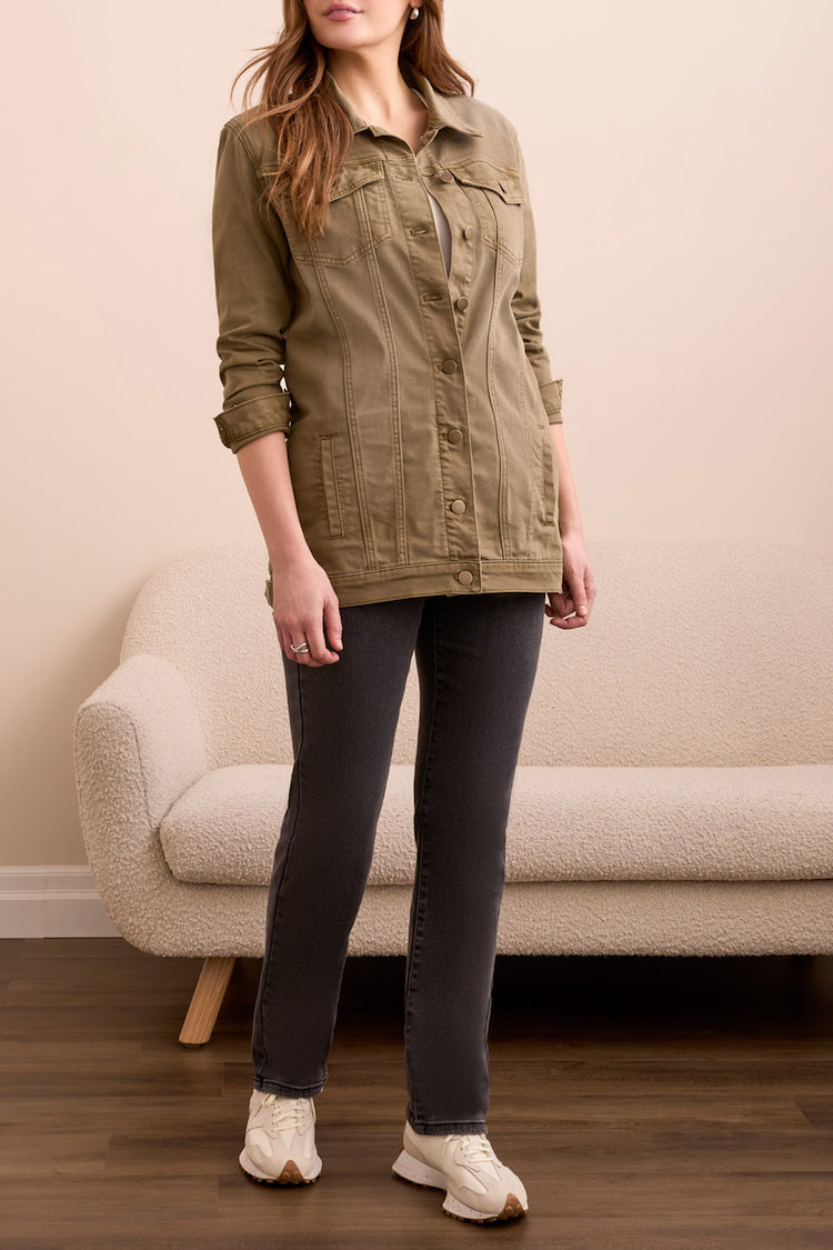 Color Denim Maxi Jacket