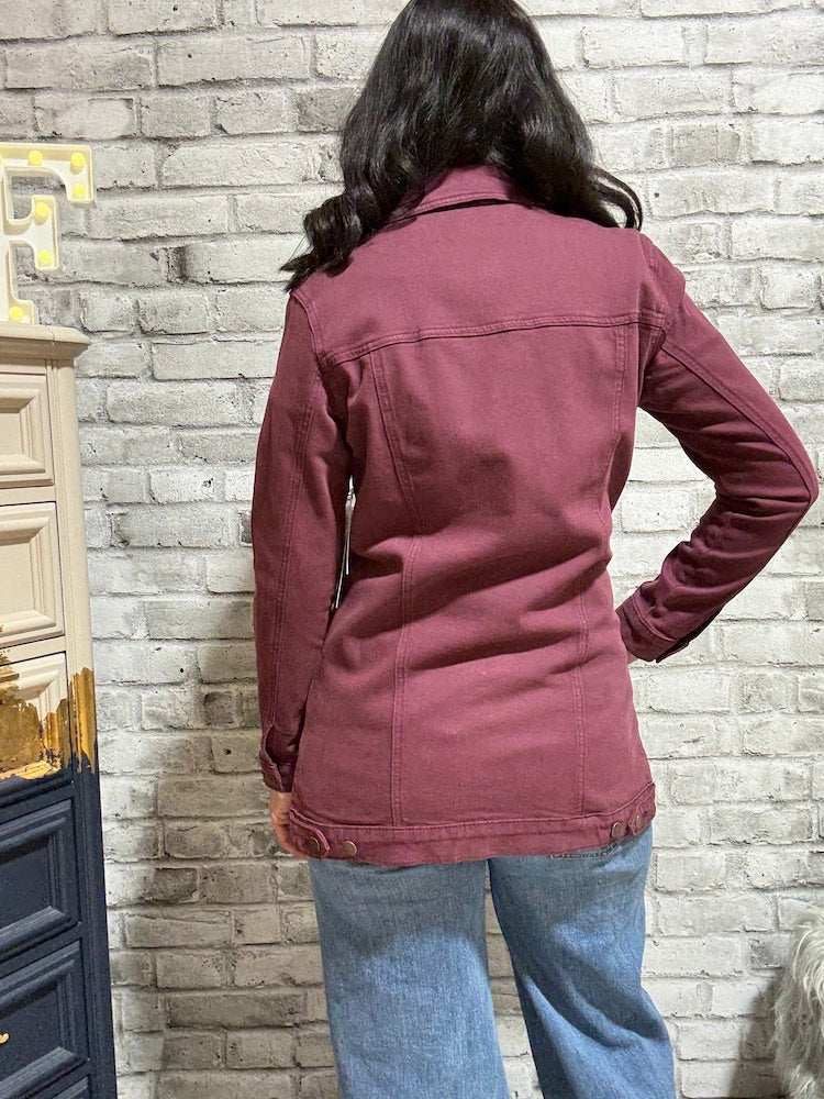 Color Denim Maxi Jacket